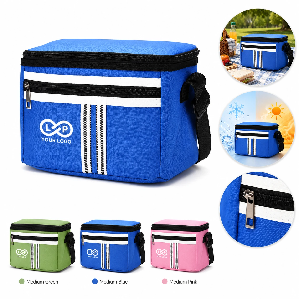 5L Portable Oxford Food Cooler Bag with Adjustable Strap