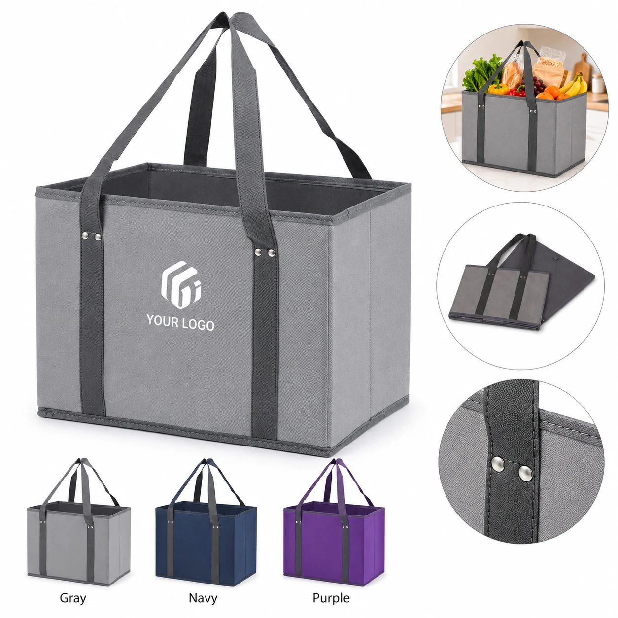 Foldable Reusable Durable Heavy Grocery Shopping Tote Bag