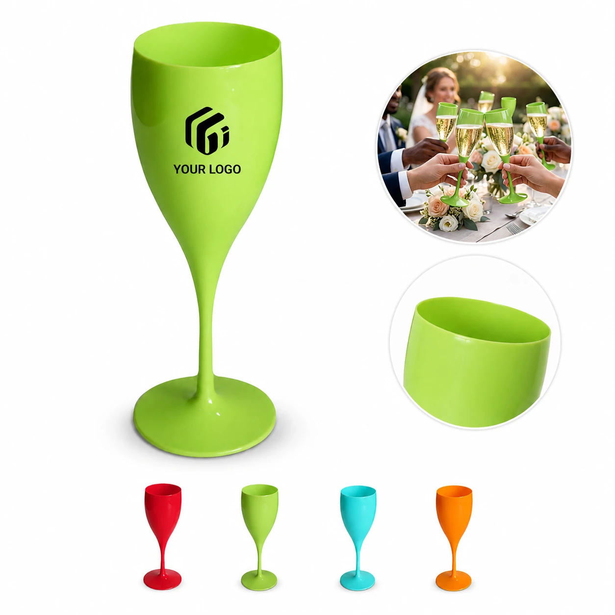 Wedding 5oz Reusable Unbreakable Plastic Champagne Flute