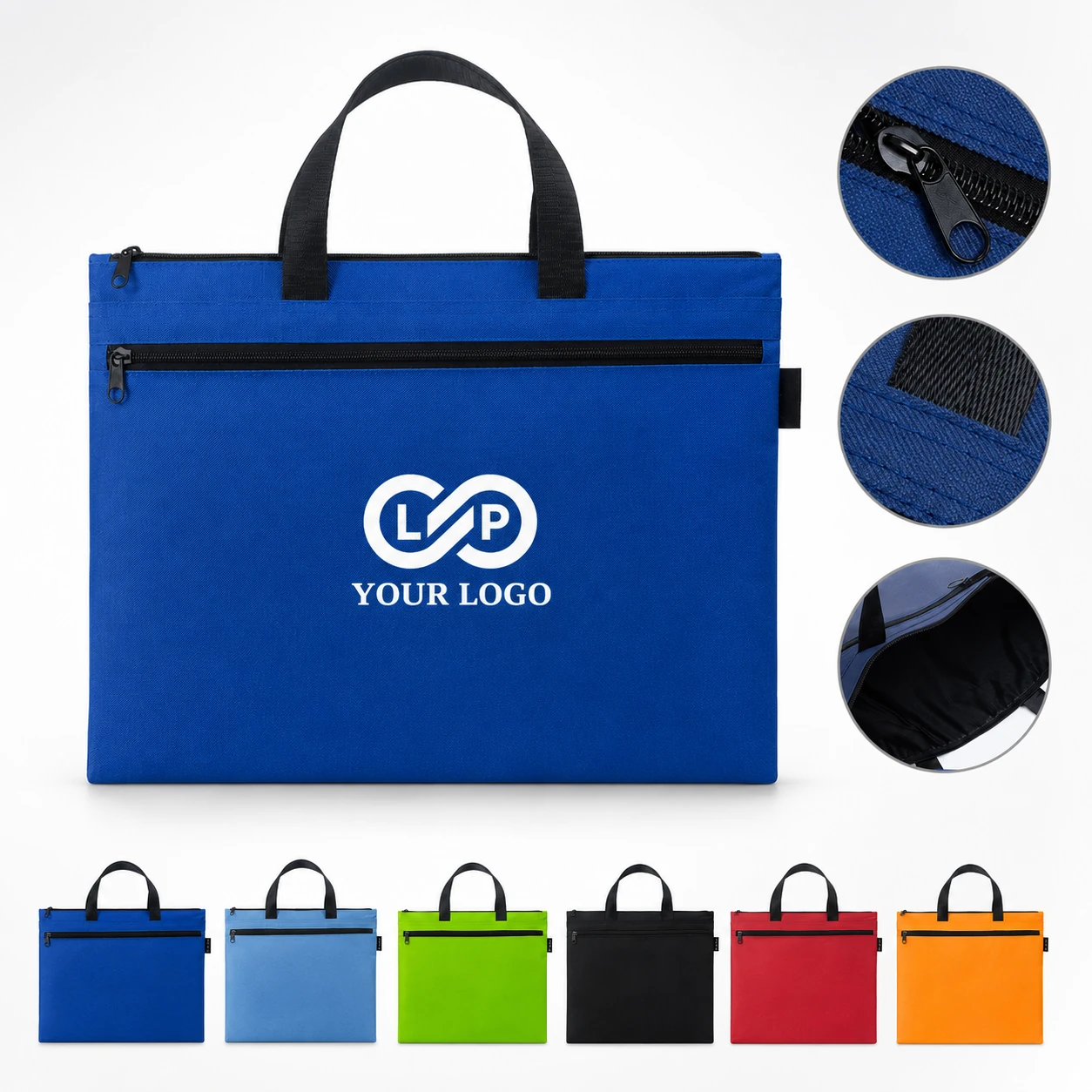 Portable Oxford Cloth Meeting Document Briefcase with Zipper Pocket
