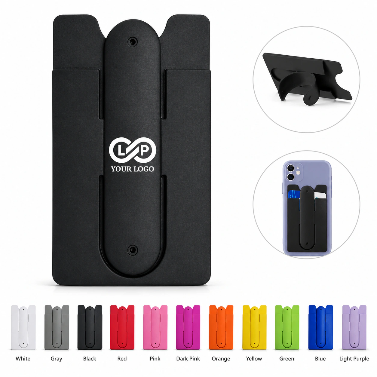 Portable Silicone Wallet Phone Stand Card Holder for ID Credit Cards