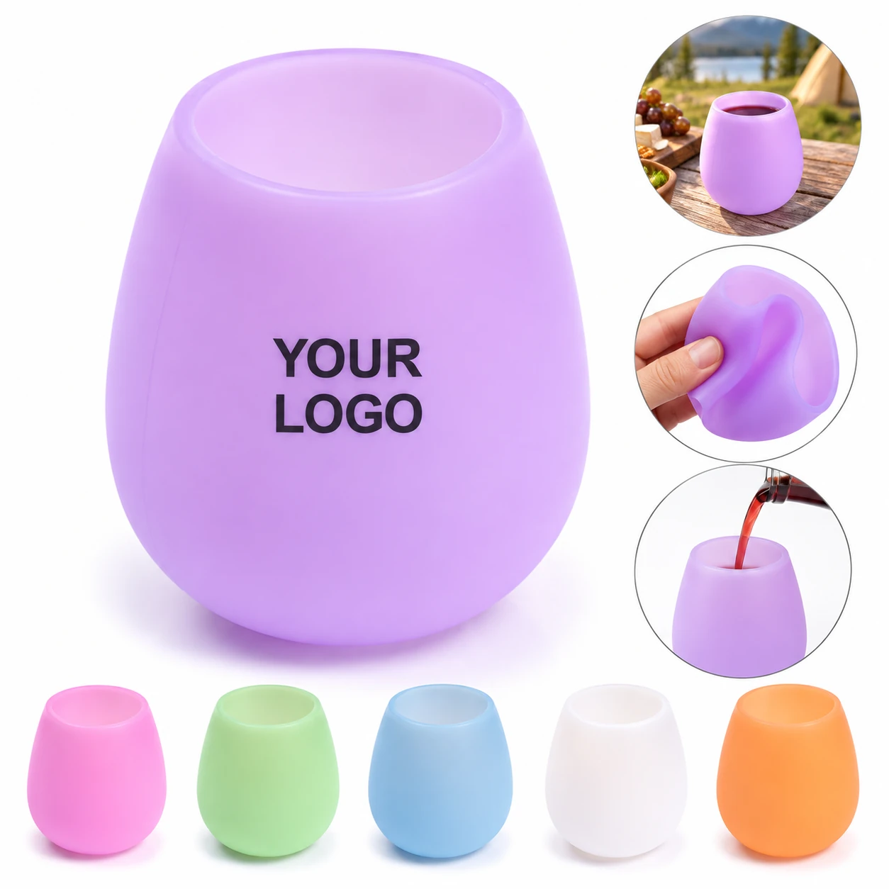 Unbreakable Portable Foldable Silicone Drinking Wine Cup for Travel Outdoor