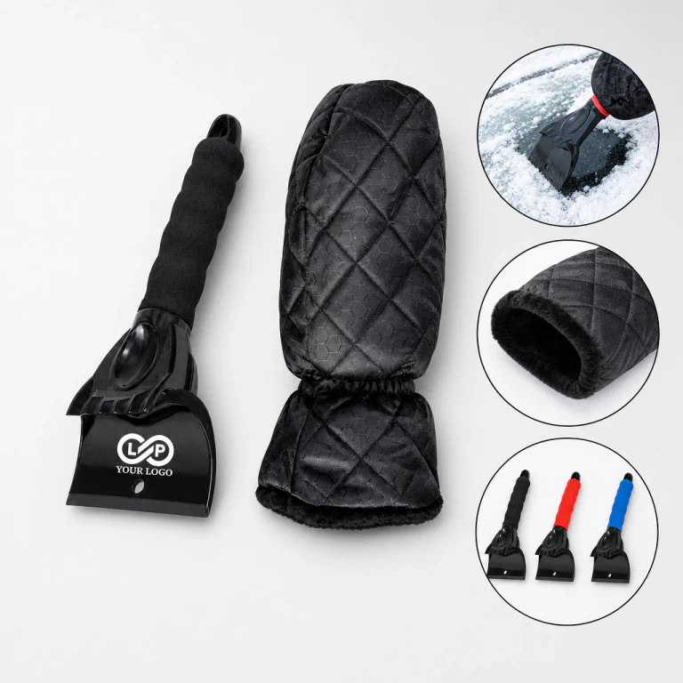 Car Snow Brush Shovel with Warm Gloves - High Strength ABS, Durable, Safe