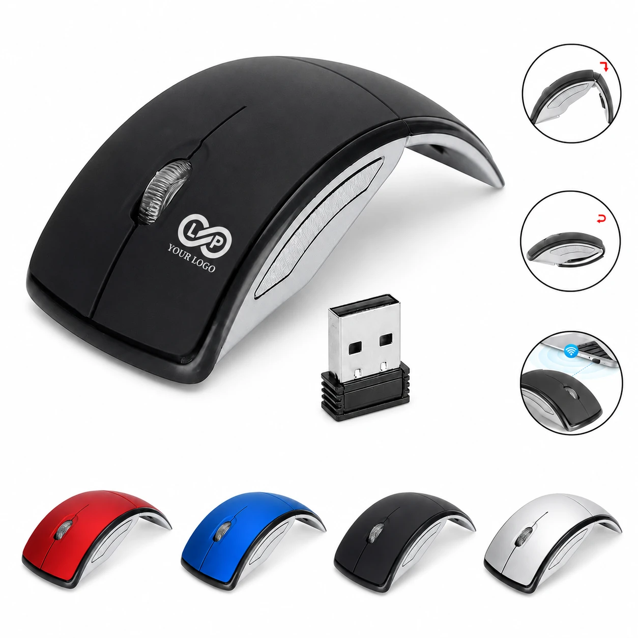 Multipurpose Portable Foldable USB Receiver Wireless Mouse