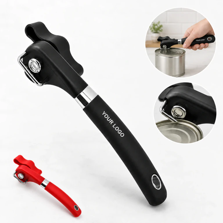 Smooth Edge Safe Cut Handheld Manual Can Opener for Kitchen, Stainless Steel, Ergonomic Handle, Durable, Rust Proof, Dishwasher Safe