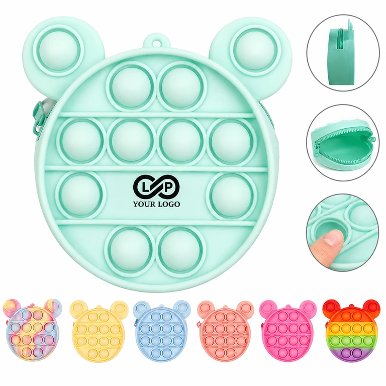 Silicone Pop Fidget Coin Purse, Waterproof Cute Sensory Toy