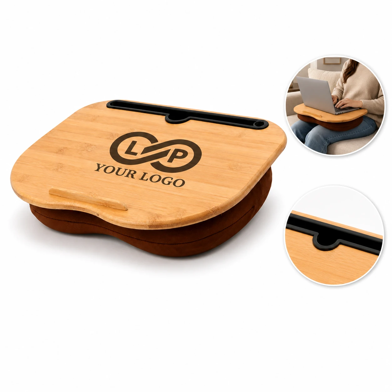 Portable Laptop Lap Desk with Cushion Stand for Bed & Sofa