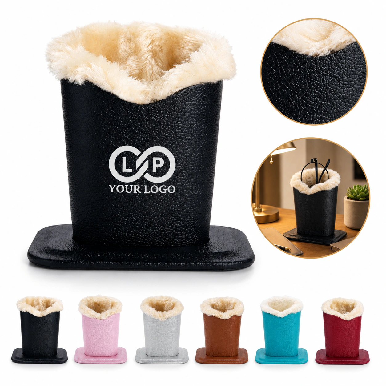 PU Leather Eyeglass Holder Stand with Soft Plush Lining