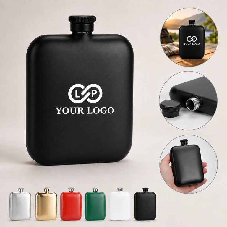 Small Stainless Steel Thickened Square Hip Flask with Custom Logo