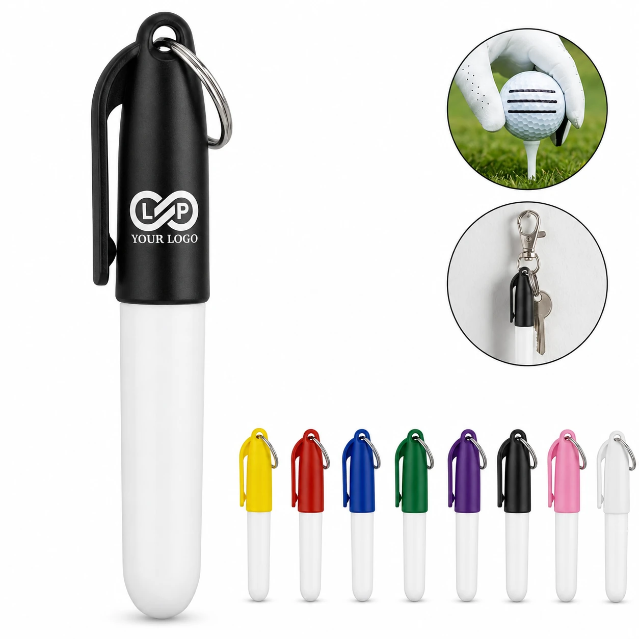 Portable Versatile Golf Ball Liner Permanent Marker Pen with Keychain