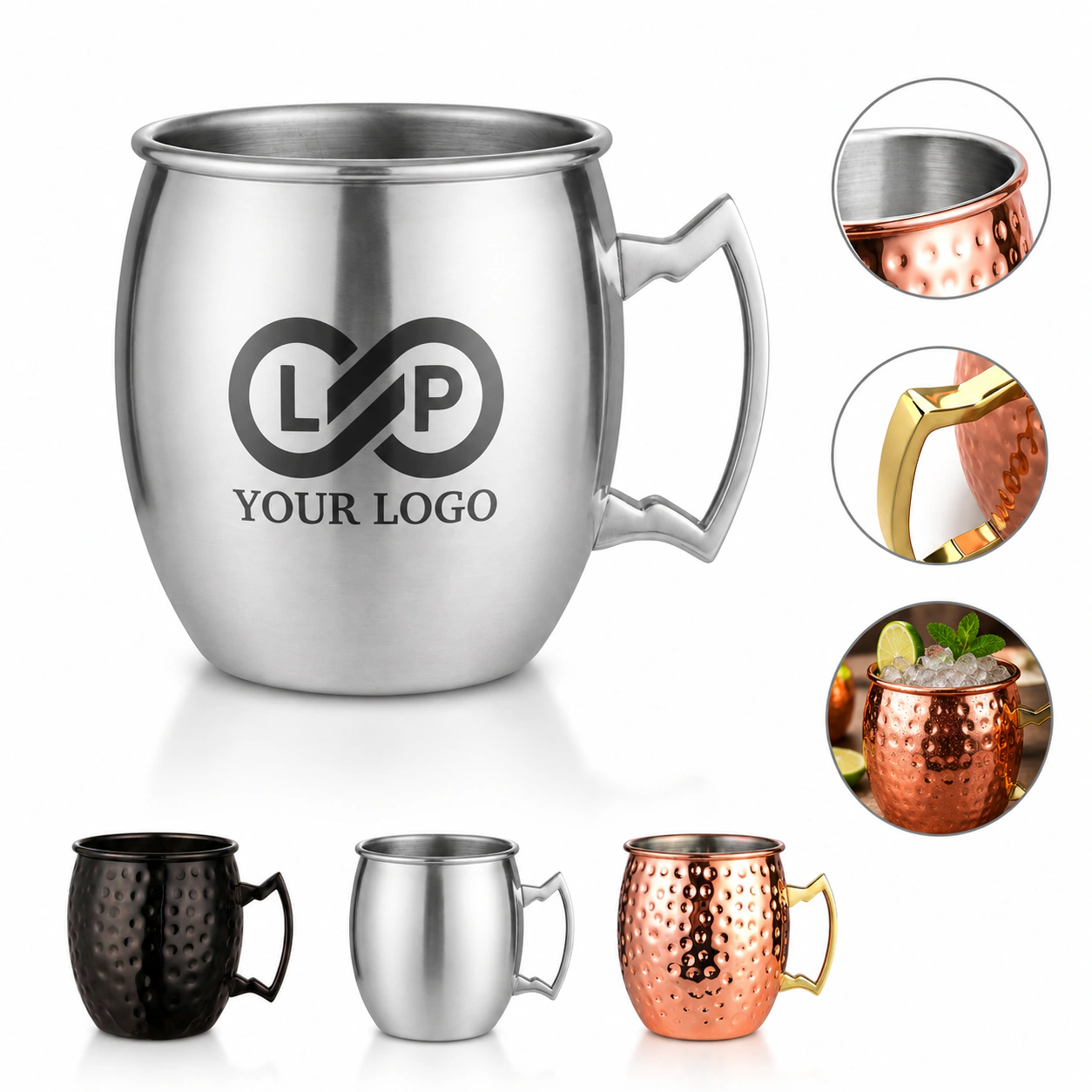 18oz party bar stainless steel moscow mule copper mugs