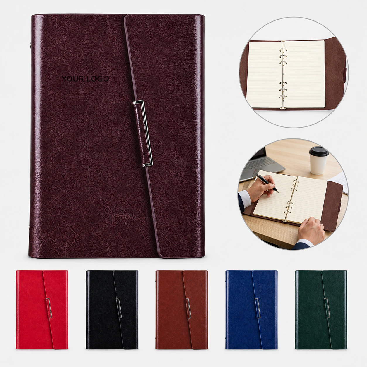 High-end Business Loose-leaf Office Meeting Notebook Faux Leather