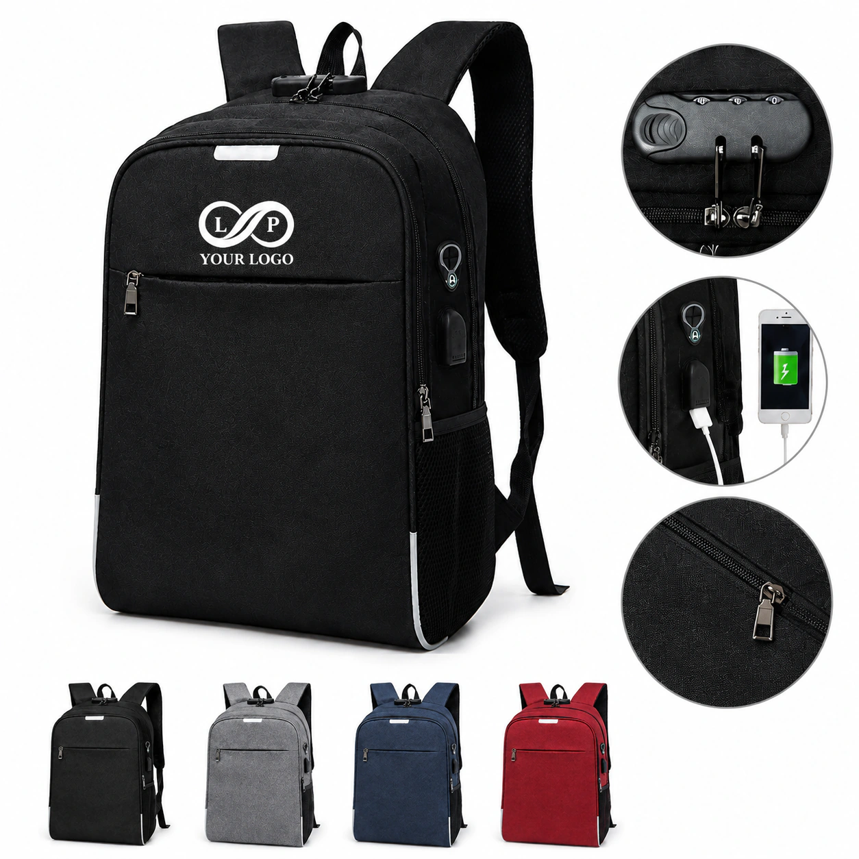 Anti Theft Travel Laptop Backpack with USB Charging Port