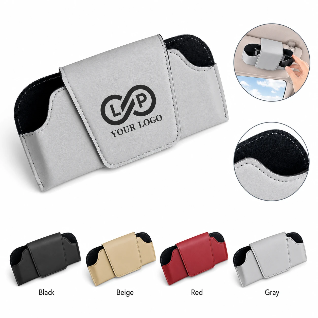 Versatile Leather Car Sun Visor Glasses Holder Storage Clip