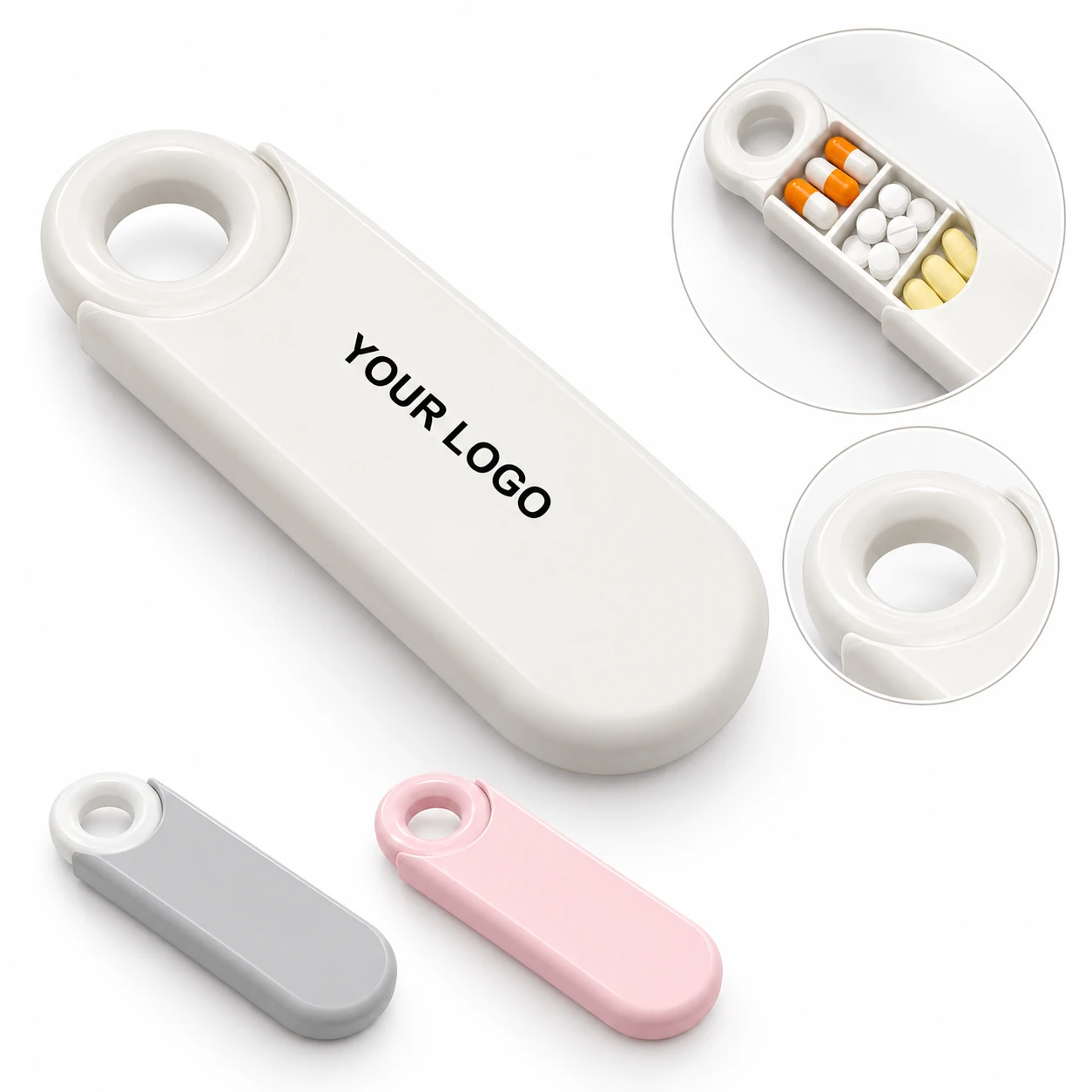 3 Compartments Portable Mini Pocket Travel Pill Organizer BPA-free ABS