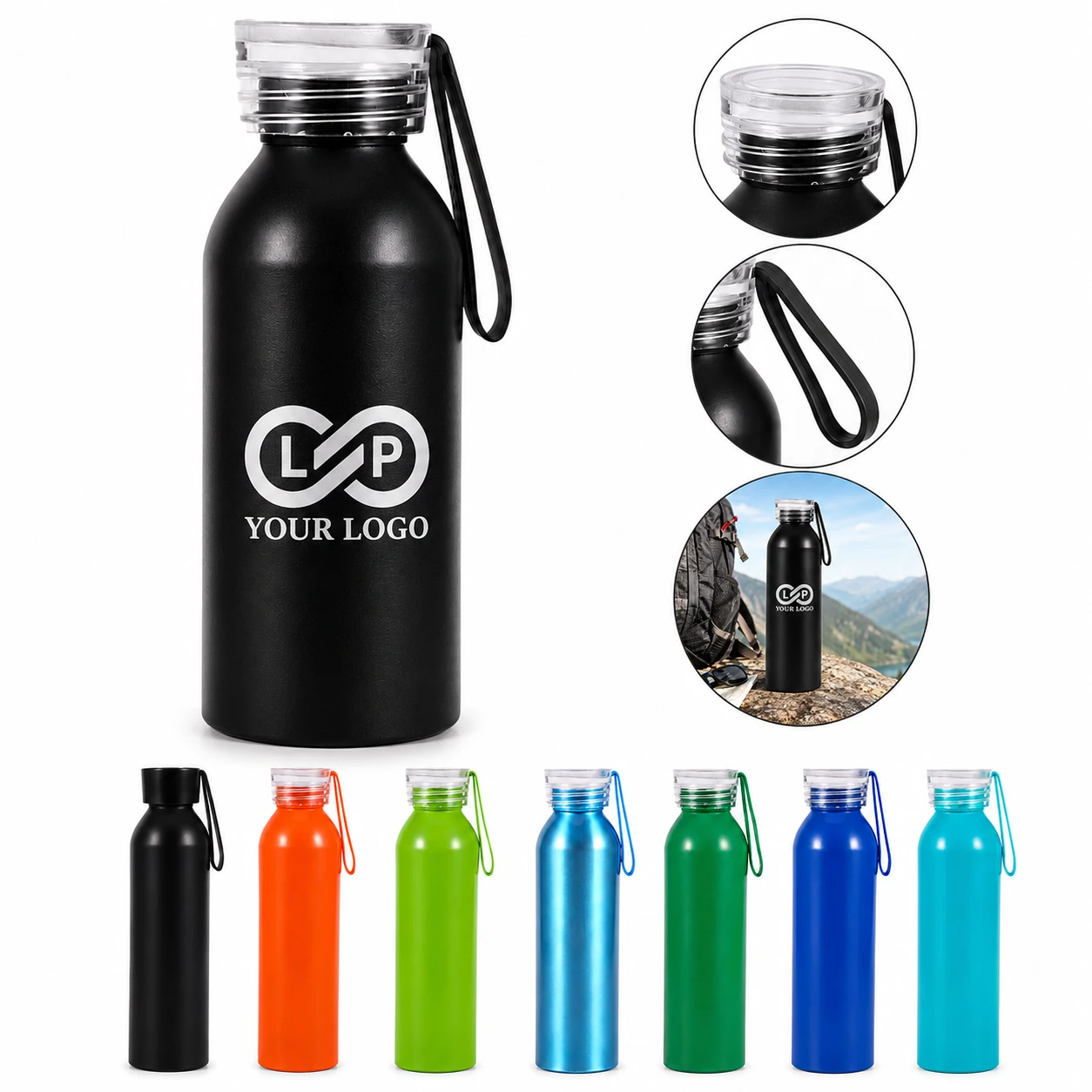 Large Capacity Durable Aluminum Water Bottle with Handle