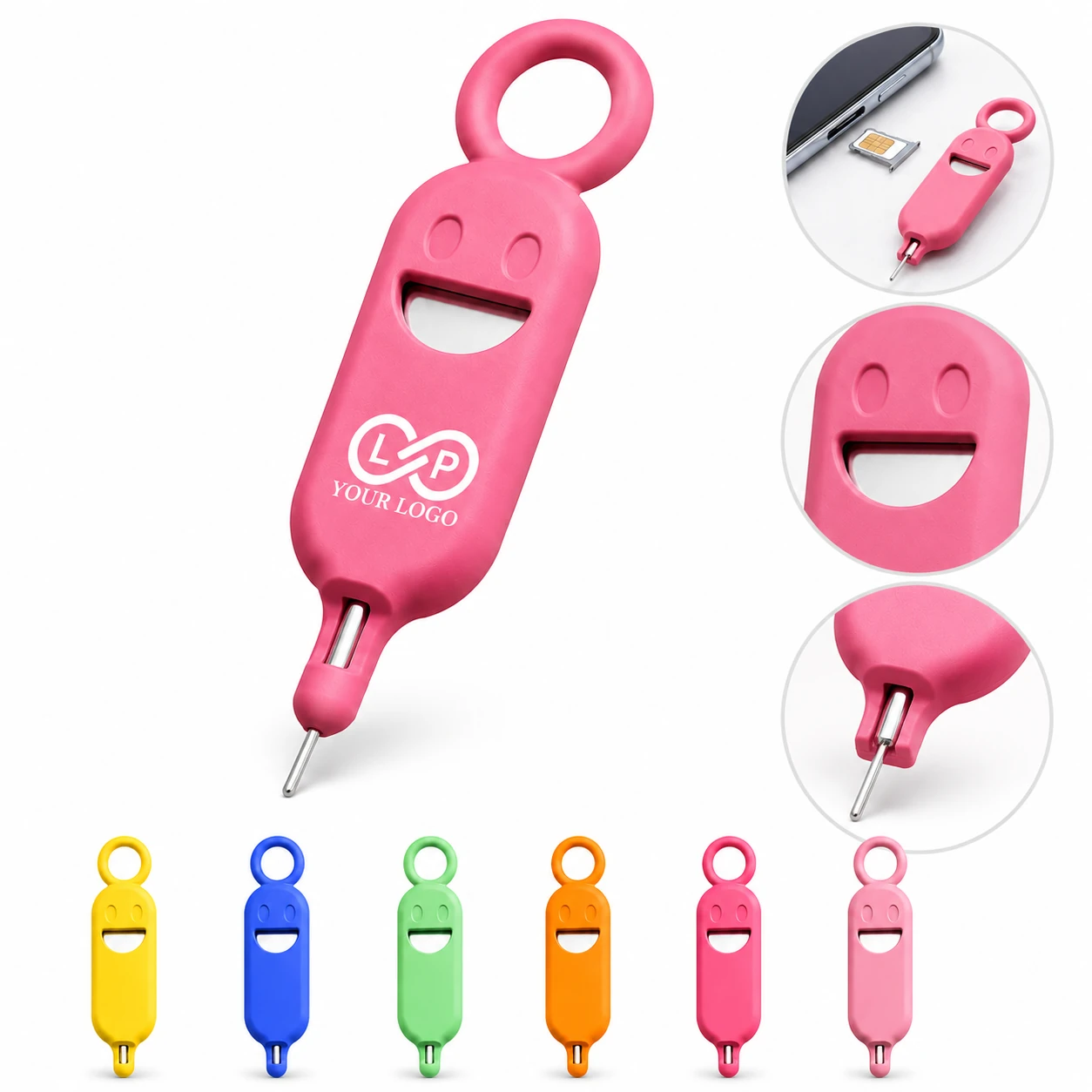 SIM Card Eject Pin with Stainless Steel Needle and Anti-Lost Keychain