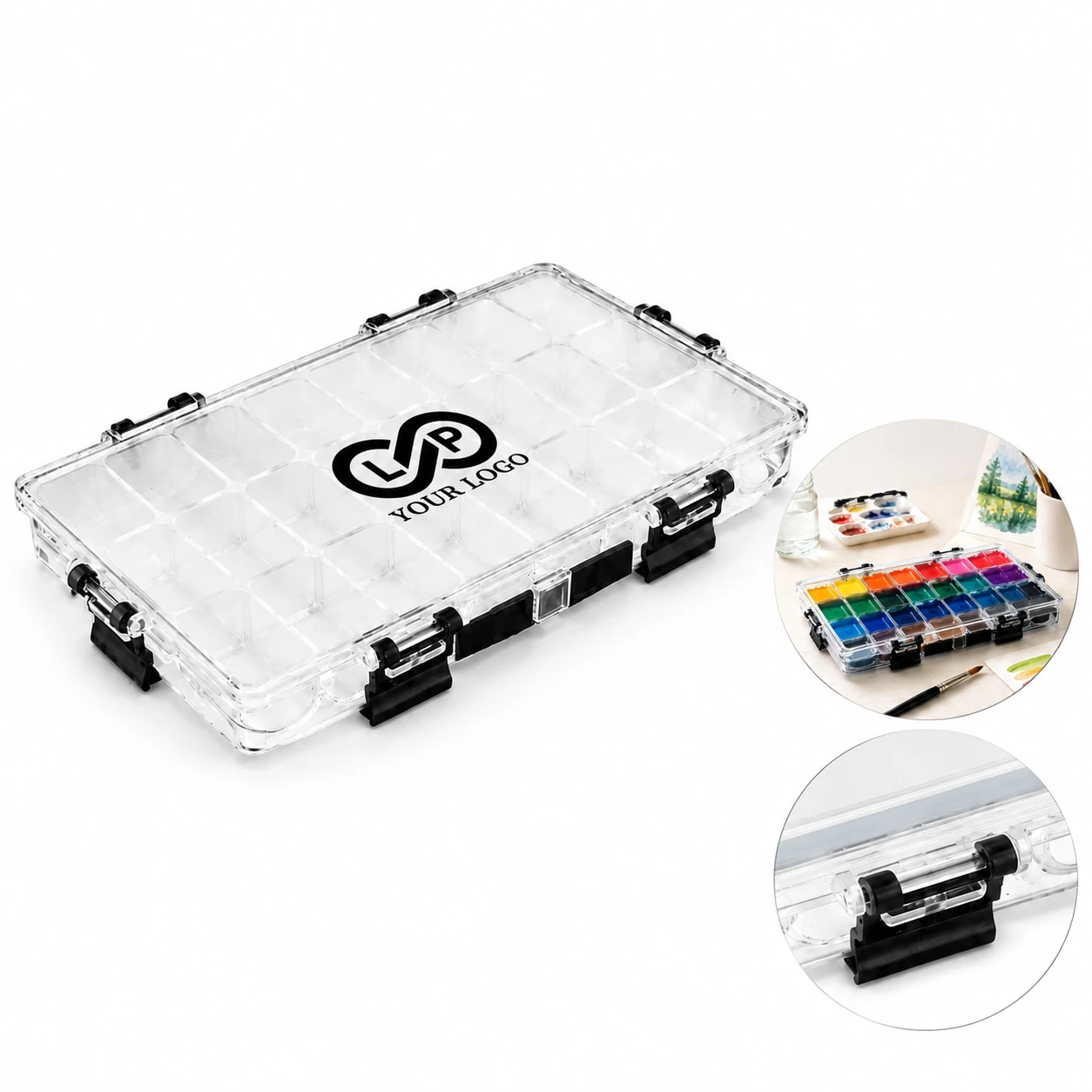 Durable Portable 24 Wells Airtight Paint Storage Palette Box