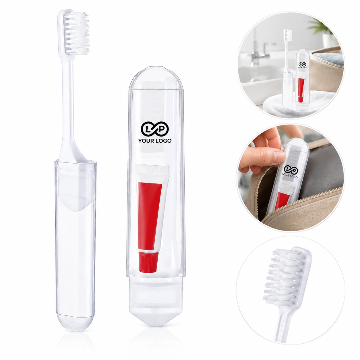 Portable Foldable Travel Toothbrush with Mini Toothpaste Set