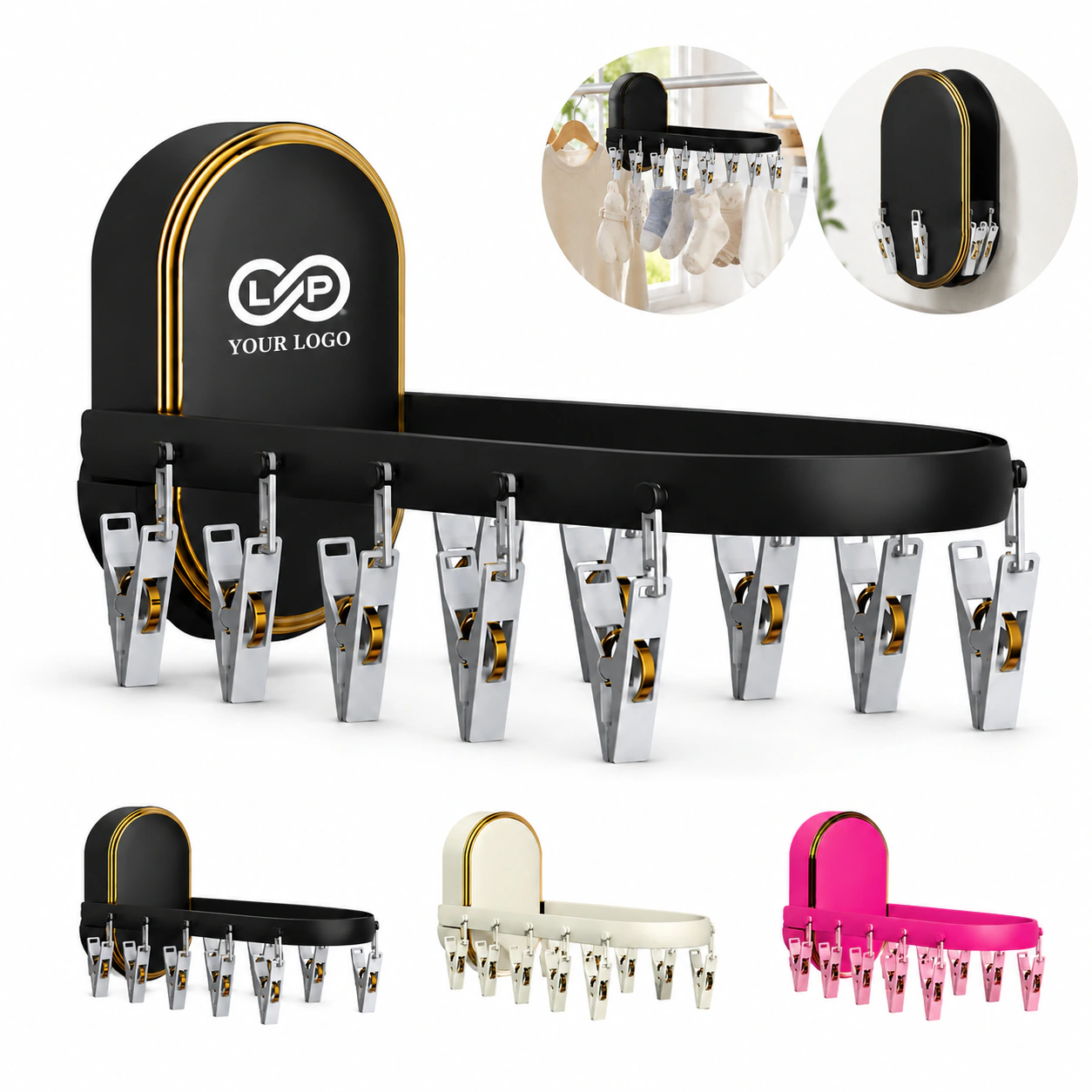 Folding Drying Clothespin for Baby Socks, Multi-Clip Anti-Drop