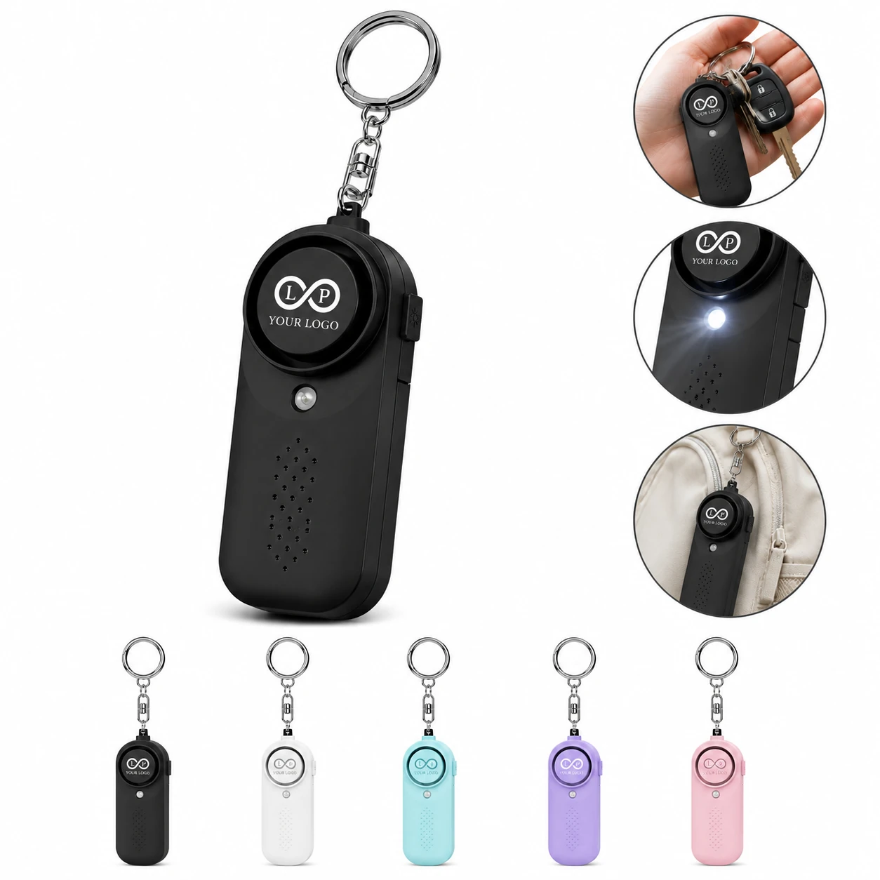 130dB Personal Safety Alarm Keychain with LED Strobe Light for Women