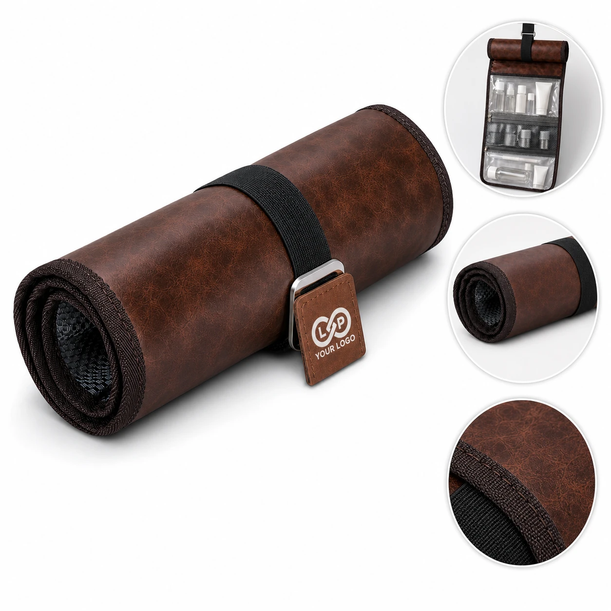 Hanging Compact Waterproof Roll Up Travel Toiletry Bag for Men