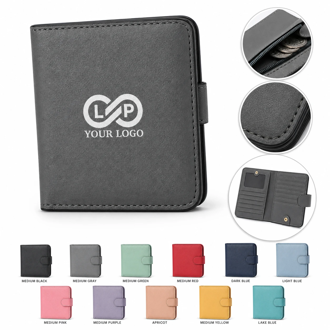 Large capacity portable lightweight thin bi-fold coin purse