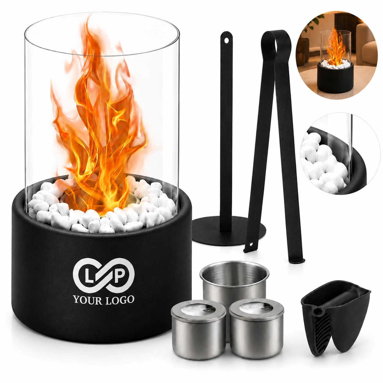 Indoor Modern Metal Portable Tabletop Ethanol Fireplace