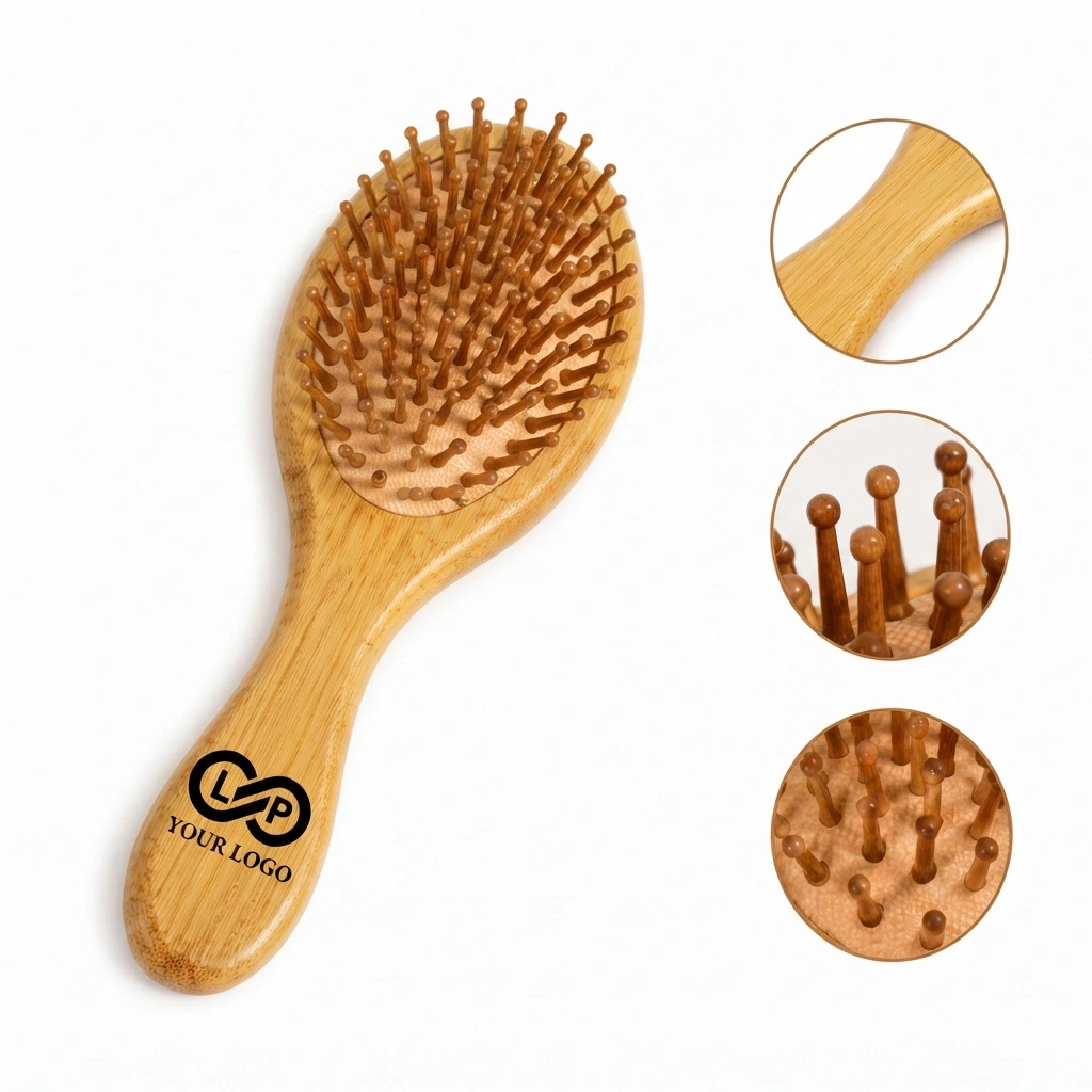 Eco-Friendly Natural Bamboo Wooden Detangling Scalp Hairbrush