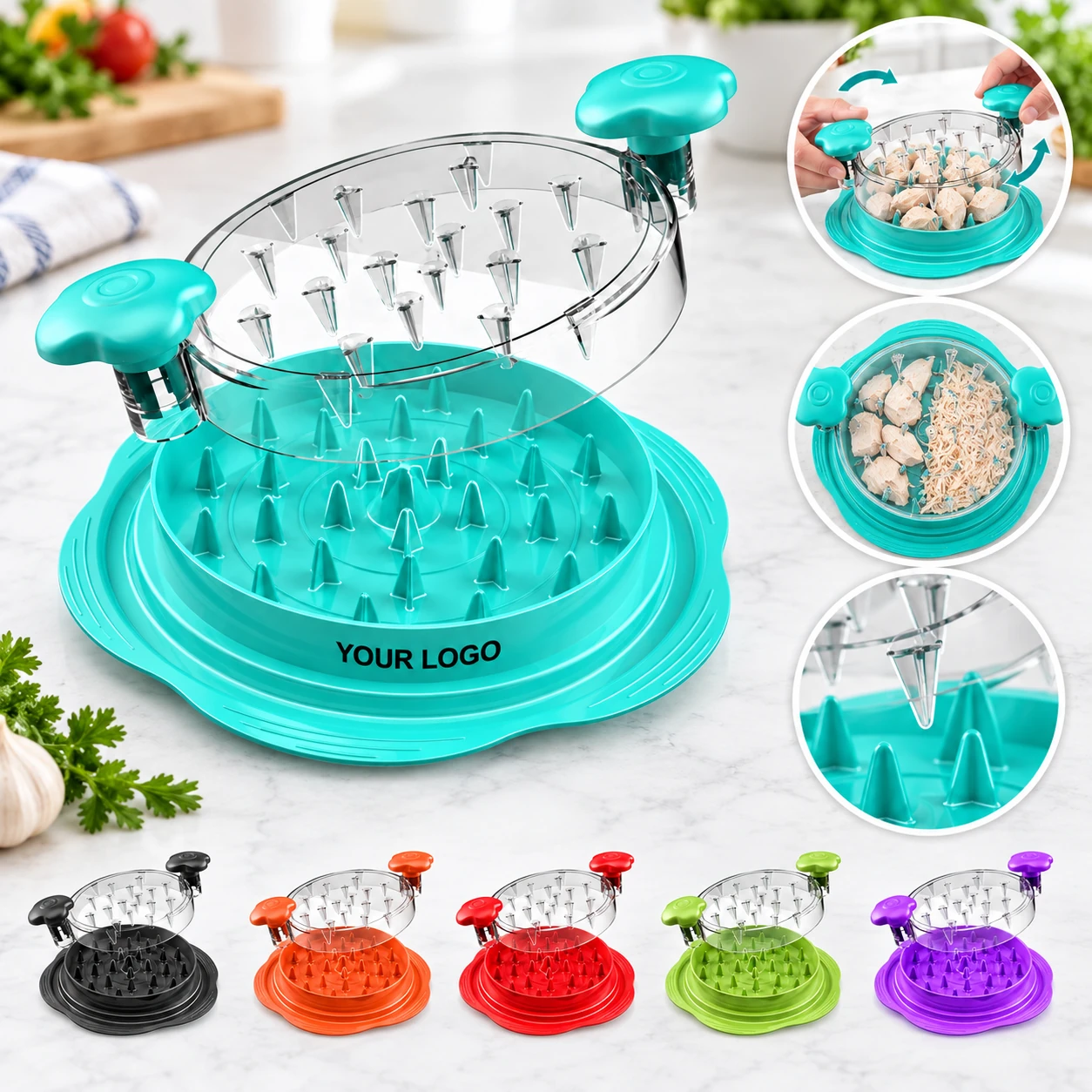 Non-slip Heat Resistant Meat Chicken Shredder with Brush