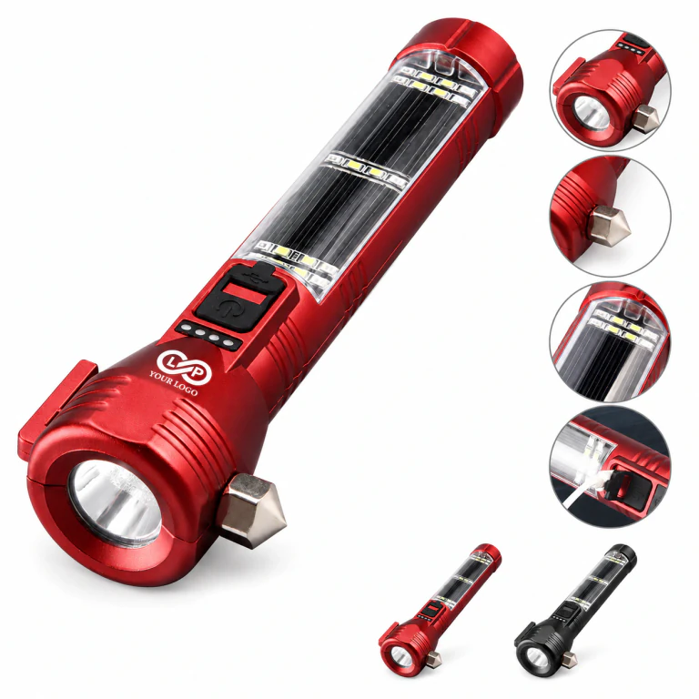 Multi Function Emergency Solar Rechargeable LED Flashlight with 5 Modes