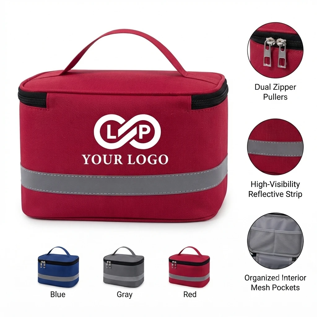 Portable Oxford First Aid Medicine Storage Bag with Double Zippers