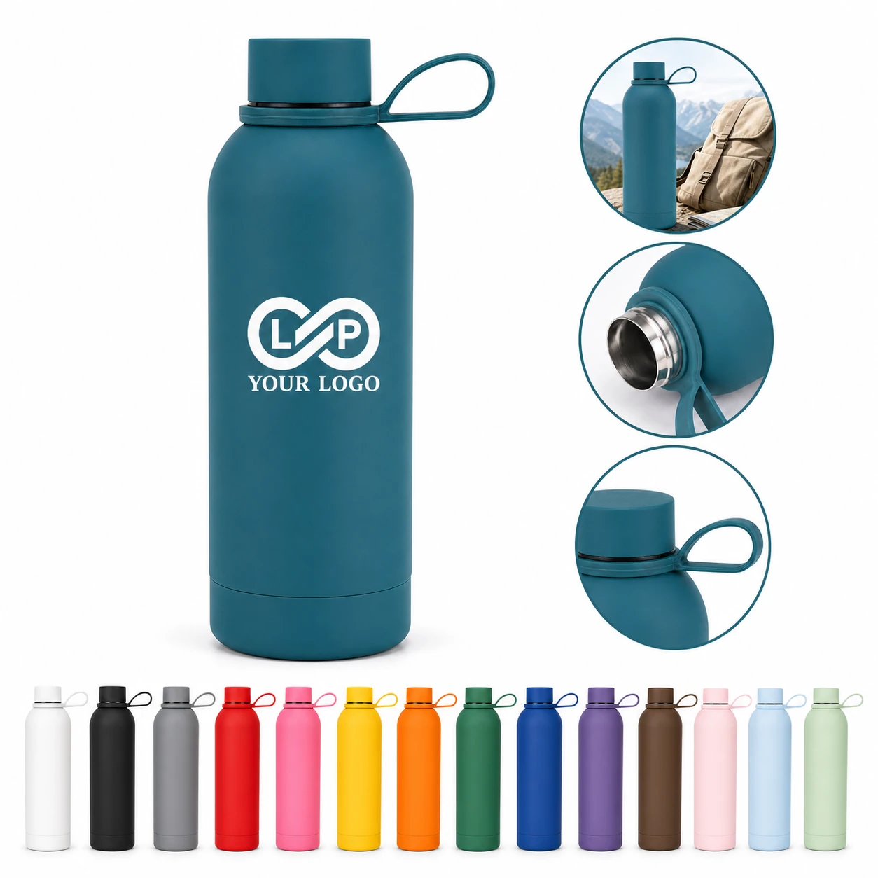 Anti-fall Silicone Handle Insulated Stainless Steel Water Bottle