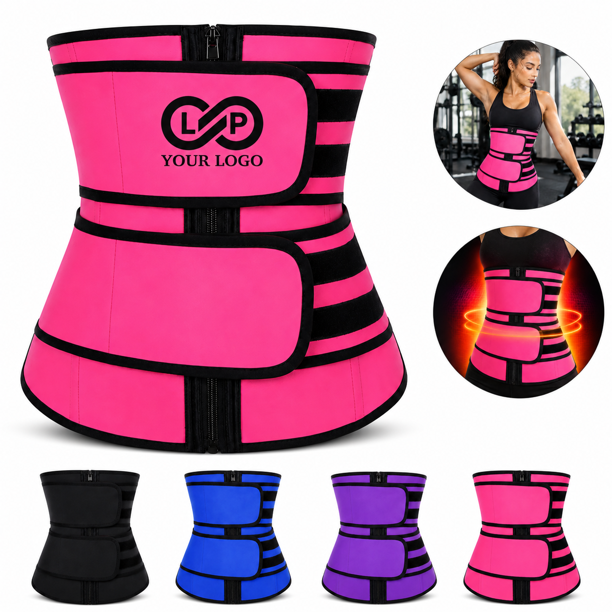 Women's Neoprene Workout Waist Trainer Belt Double Waistband Weight Loss
