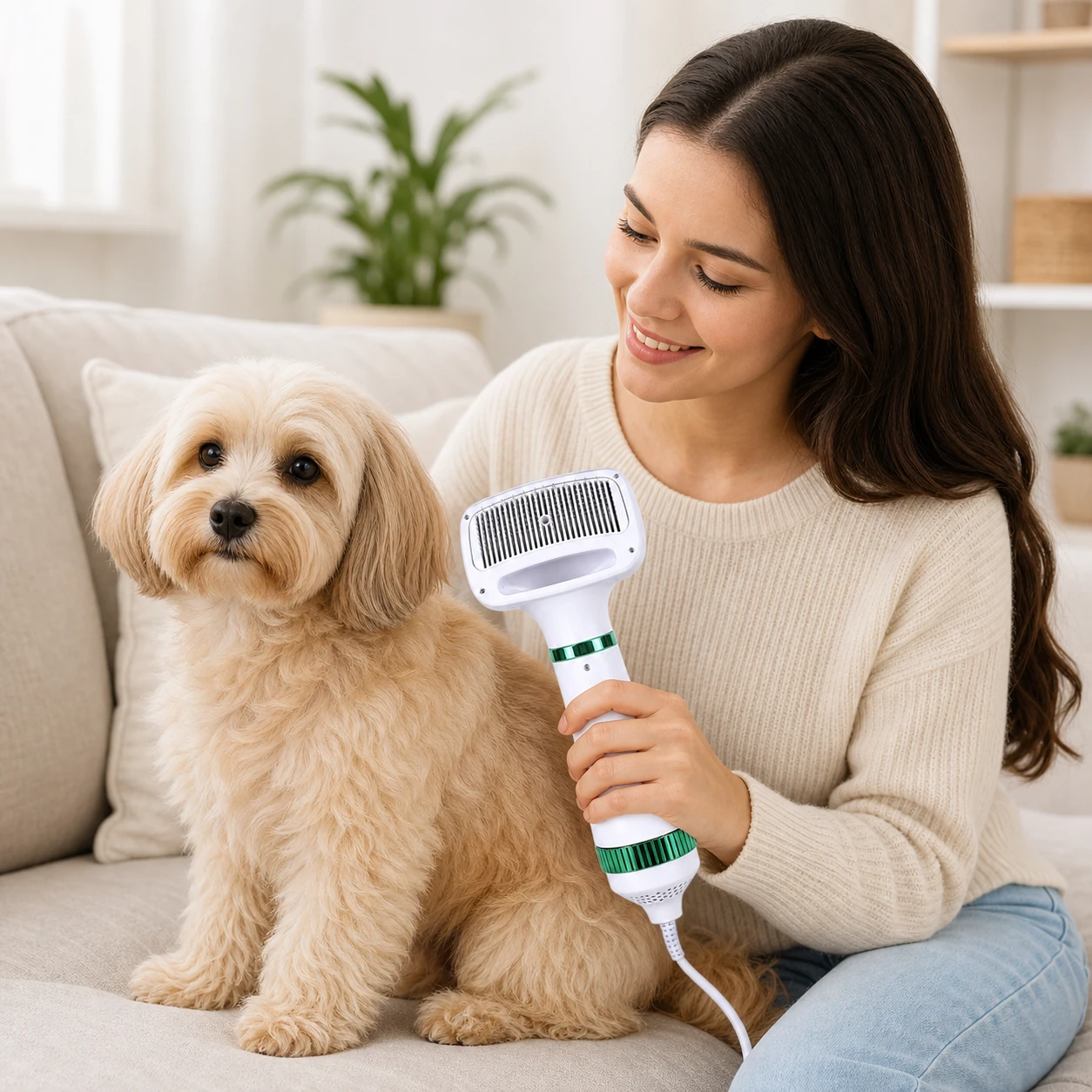 2 in 1 Portable Cleaning Dog Pet Hair Dryer with Brush