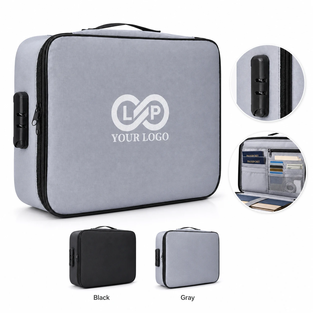 Portable Fireproof Waterproof Document Organizer with Lock, 14.5"x11.4"x3.9" Large