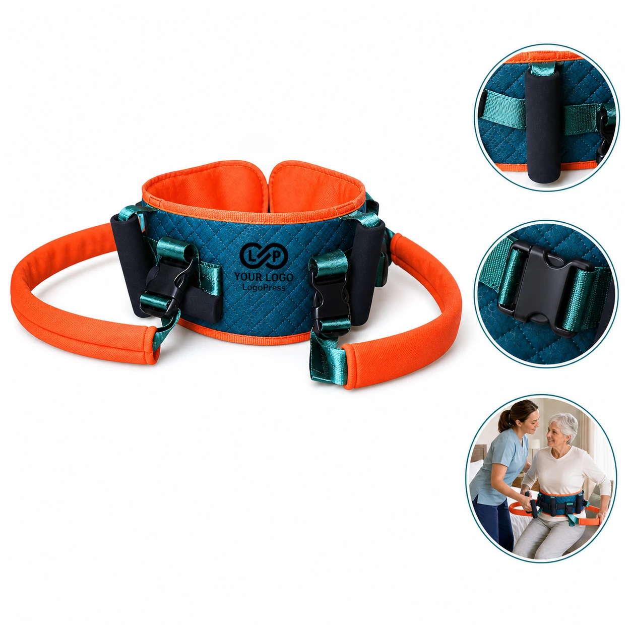 Patient Transfer Gait Belt with Leg Loops Padded Handle Polyester