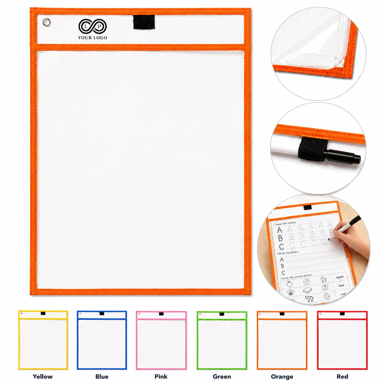 School Supplies Reusable Page Protectors Dry Erase Pockets