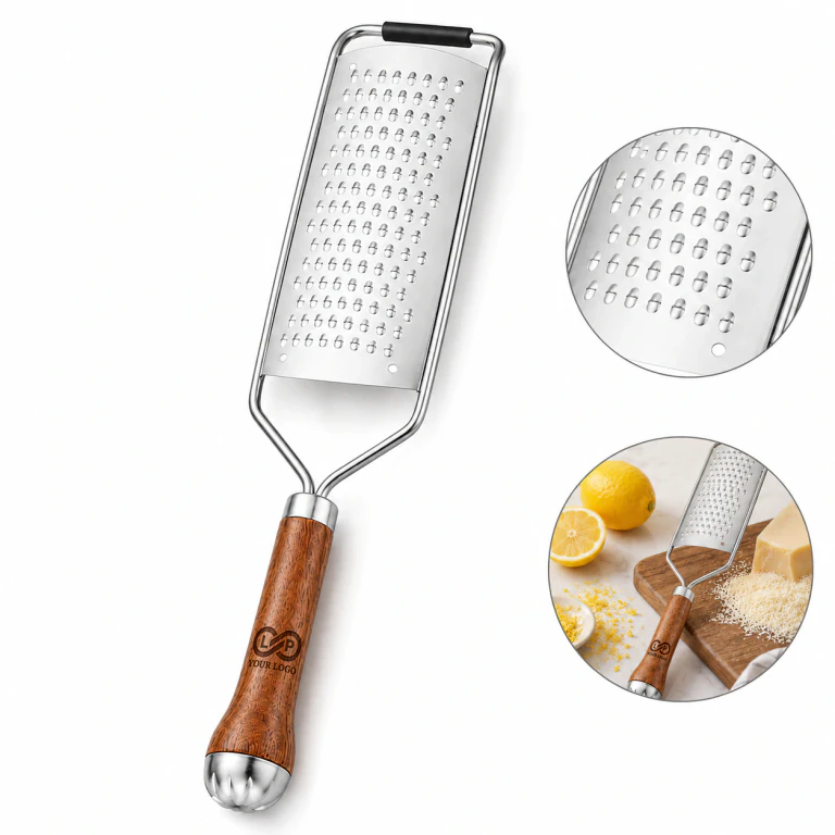 Heavy Duty Lemon Zester Cheese Grater with Wood Handle