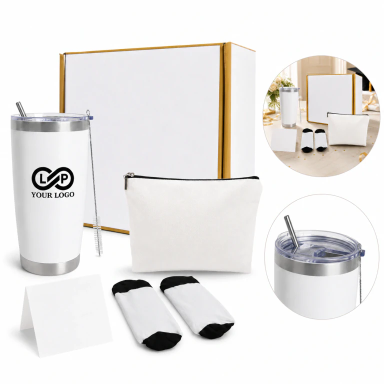 Graduation Gift Box: 20oz Stainless Steel Tumbler, Makeup Bag, Card & Socks