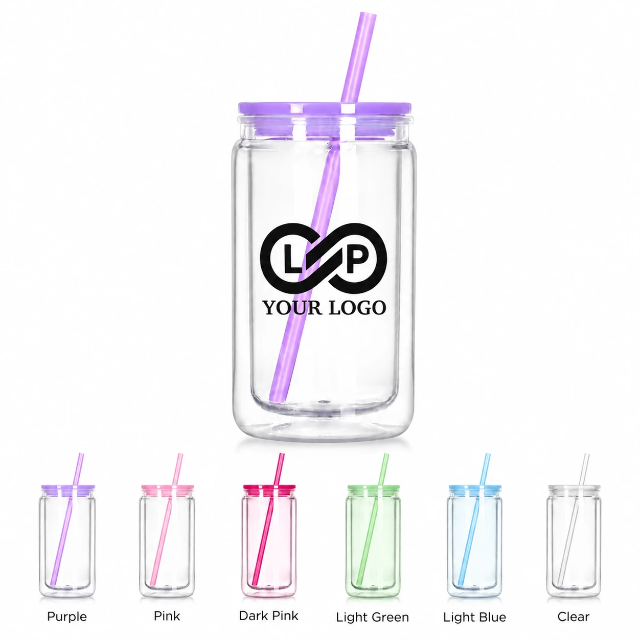 16oz Reusable Insulated Double Wall Tumbler Cup with Lid and Straw