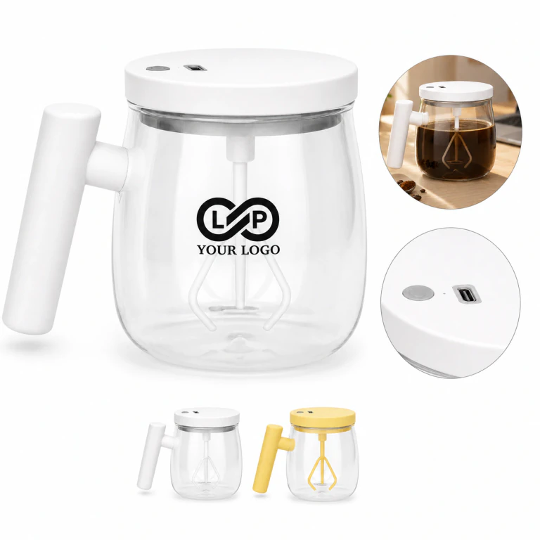 Self-Stirring Coffee Mug with Lid and Handle ABS