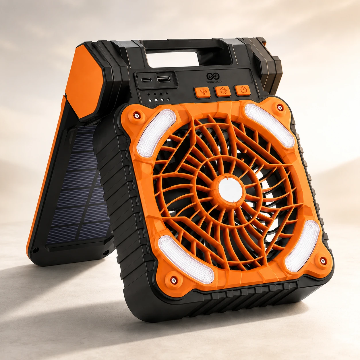 Outdoor Camping Solar Foldable Charging Fan - USB Rechargeable