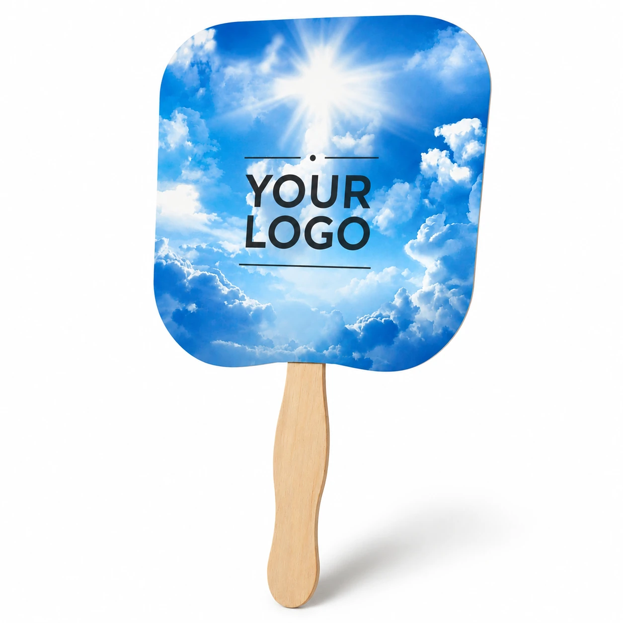 Custom durable eco-friendly wooden handle paper fan