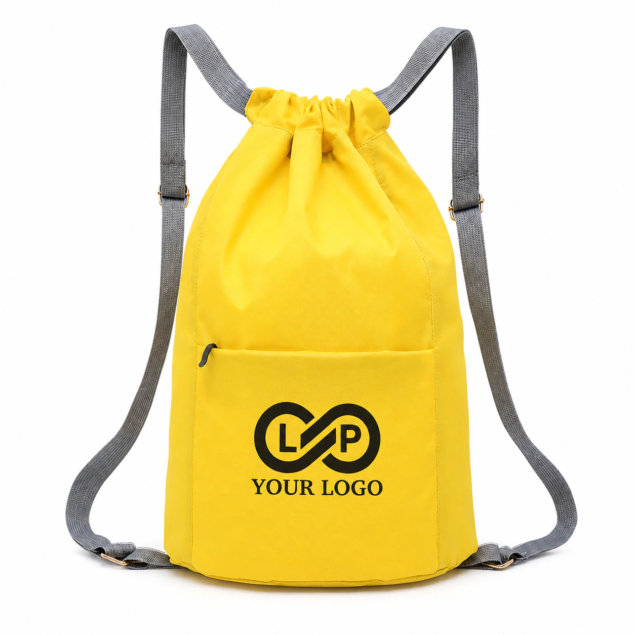 Waterproof Oxford Drawstring Backpack with Zipper Pocket for Gym Beach