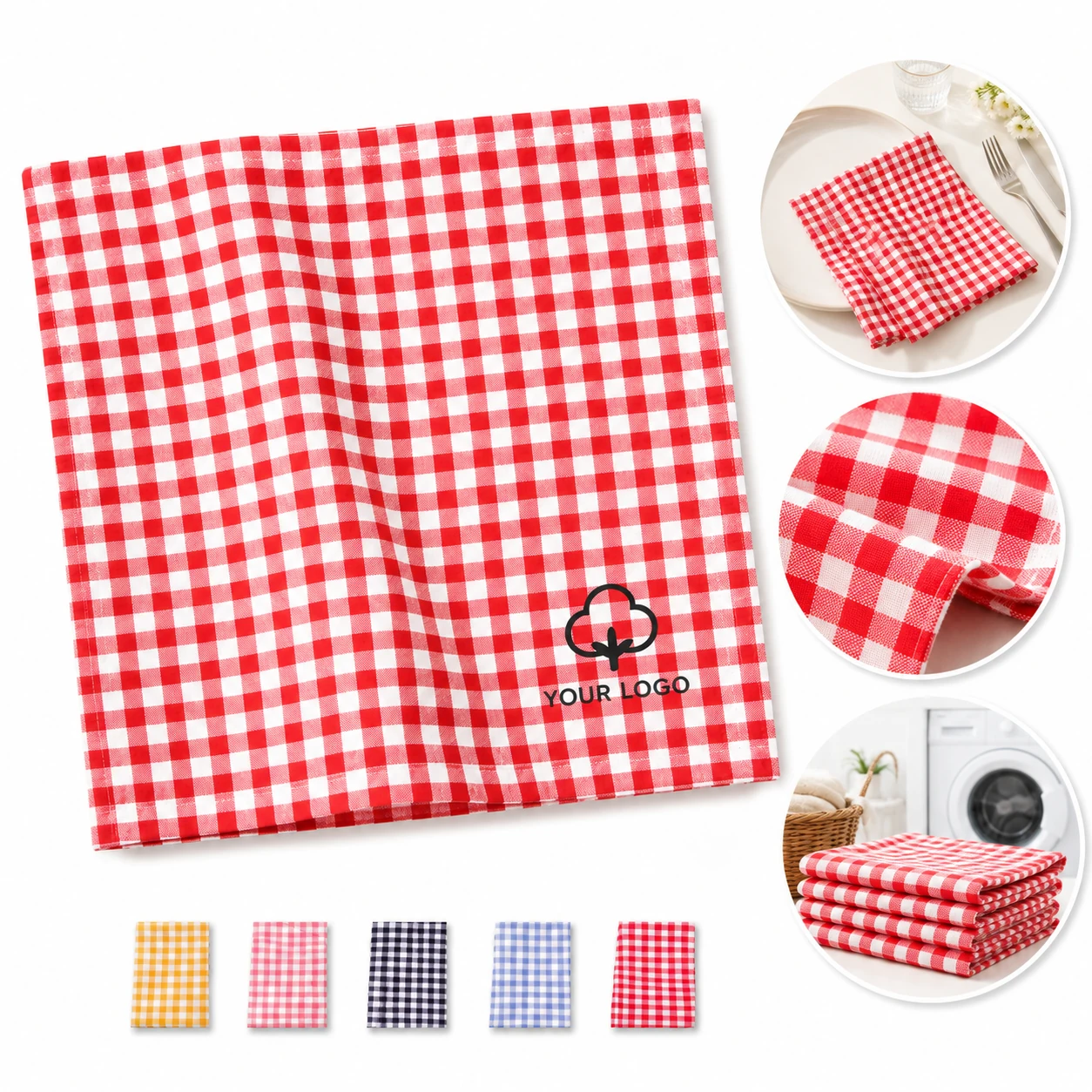 Parties washable reusable cotton tabletop gingham napkins