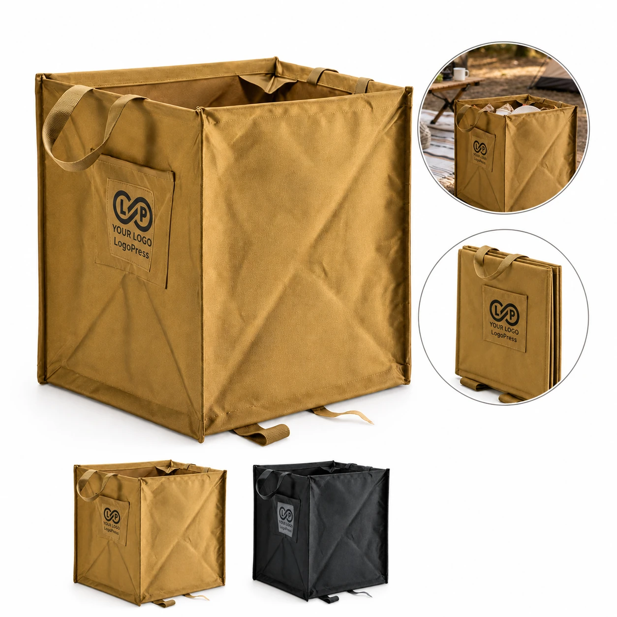 Outdoor Camping Folding Trash Can Storage Bag with Oxford Cloth