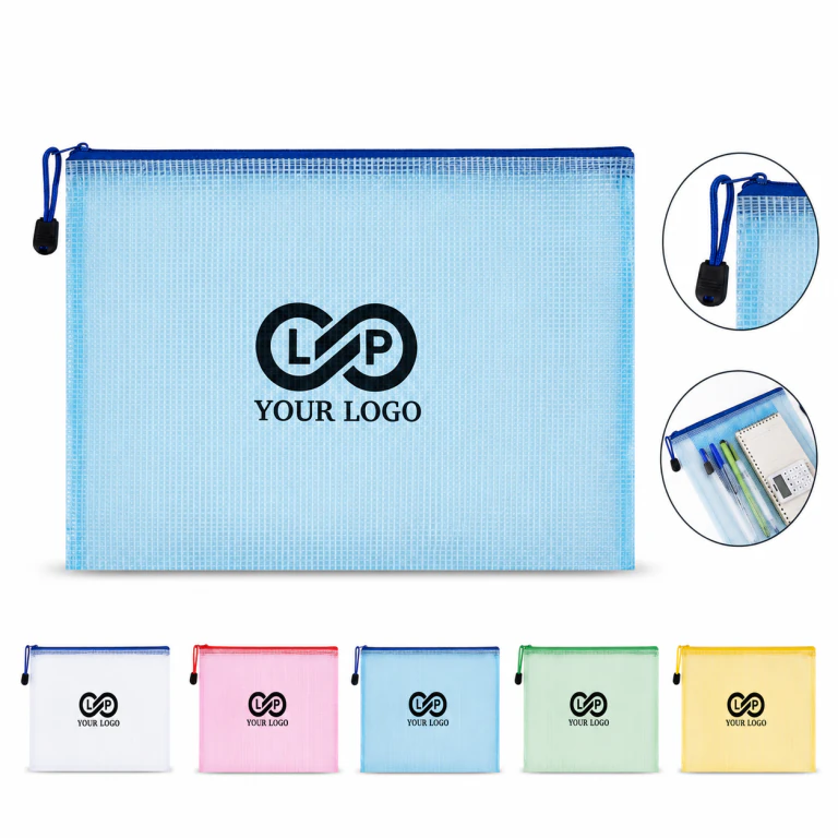Waterproof Transparent PVC Mesh Zipper Pouch File Organizer Bag