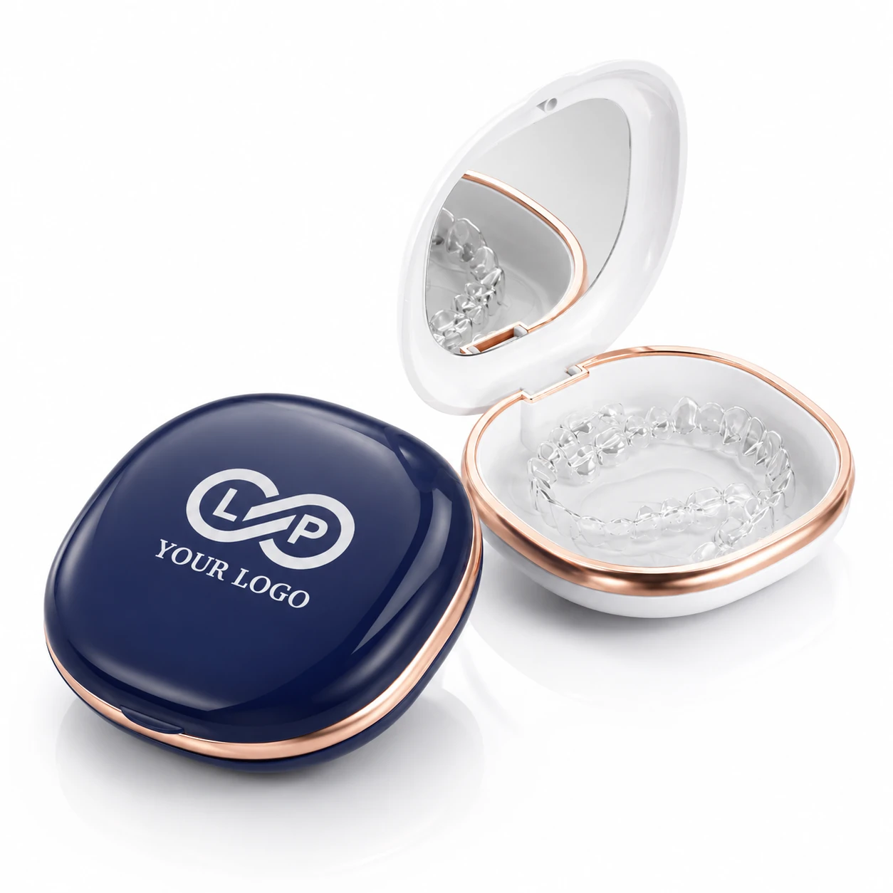 Slim cute mouth guard aligner retainer case with mirror