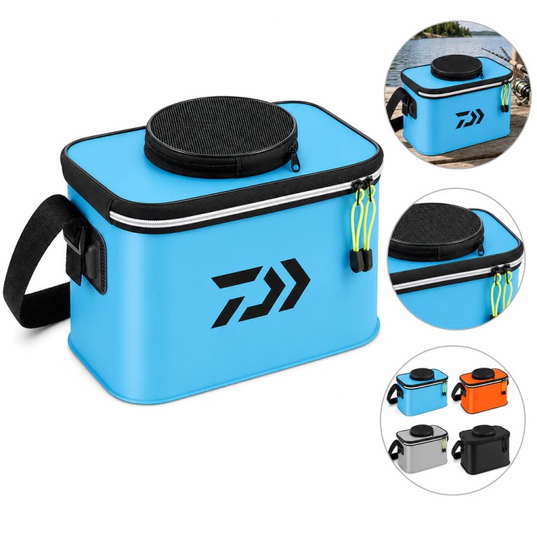 Collapsible EVA Live Bait Fishing Bucket with Shoulder Strap